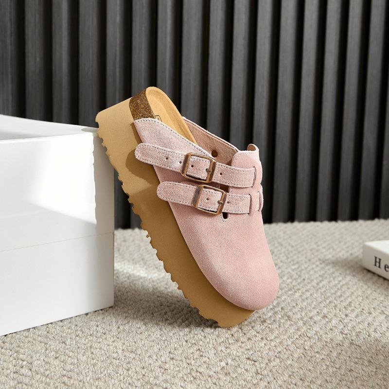 Толстые кожаные полутапочки Baotou сандалии тапочки женские