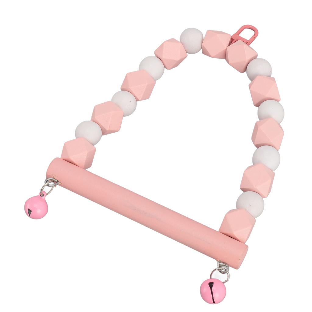 Wooden Bird Swing Perch Toy Hanging Parrot Swing Standing Toy Claws Grinding Anxiety Reduction Birds Toy Roseate