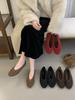 Winter 2025 New Retro Casual Flat-bottomed Fluffy Shoes Women's Round Head with Mary Jane Shoes Velvet Single Shoes