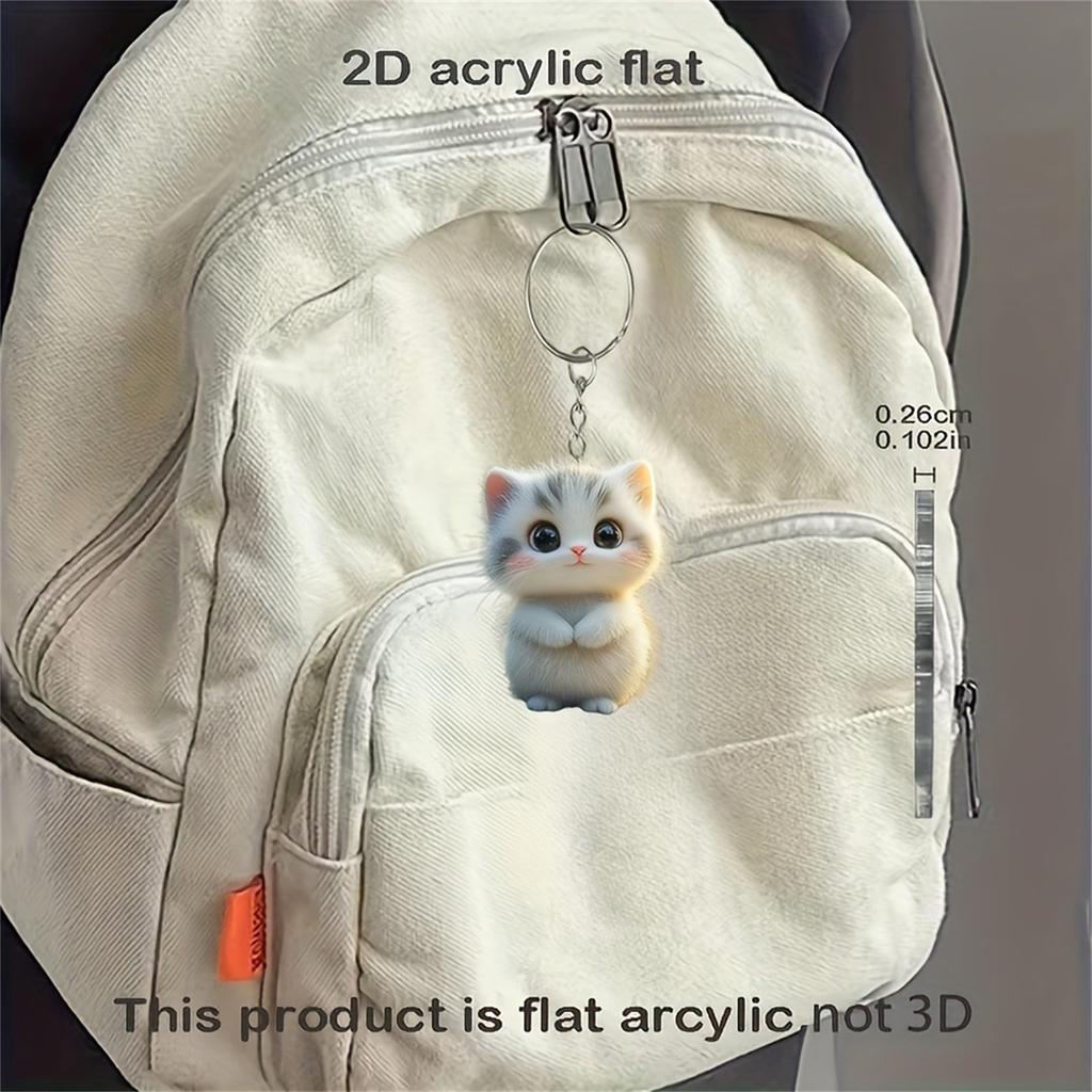2D Acrylic Flat Cute Keychain, Pendant Lightweight Acrylic Key Ring Backpack Handbag Decoration