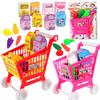 21 Pieces Grocery Store Cart Toys Interactive Play Set Play Kitchen Toy Birthday Gifts Role Play Toys for Food Fruit Vegetables