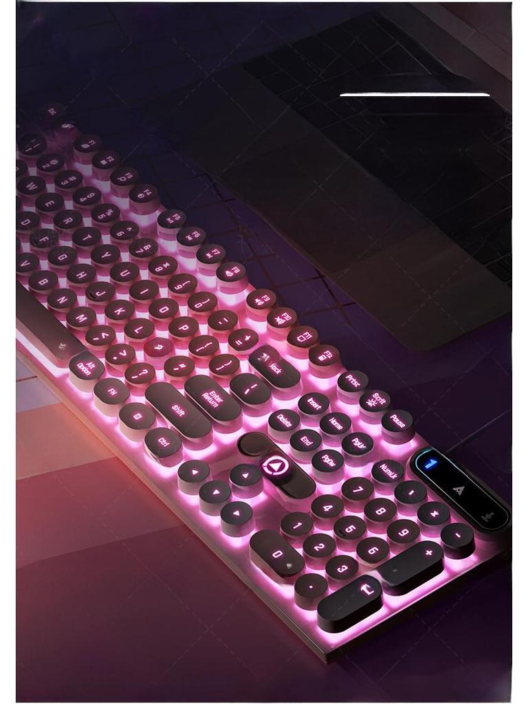 Проводная игровая клавиатура K600 с серебристой резьбой и колпачками в стиле панк