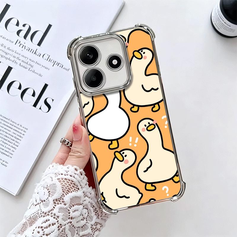 Мультяшная Милая Утка Мягкий Чехол Для Телефона Для Xiaomi Redmi Note 14 15 Pro Plus 13 12 11S 11T 5G 10 9S 9 Покрытие Противоударный Fundas