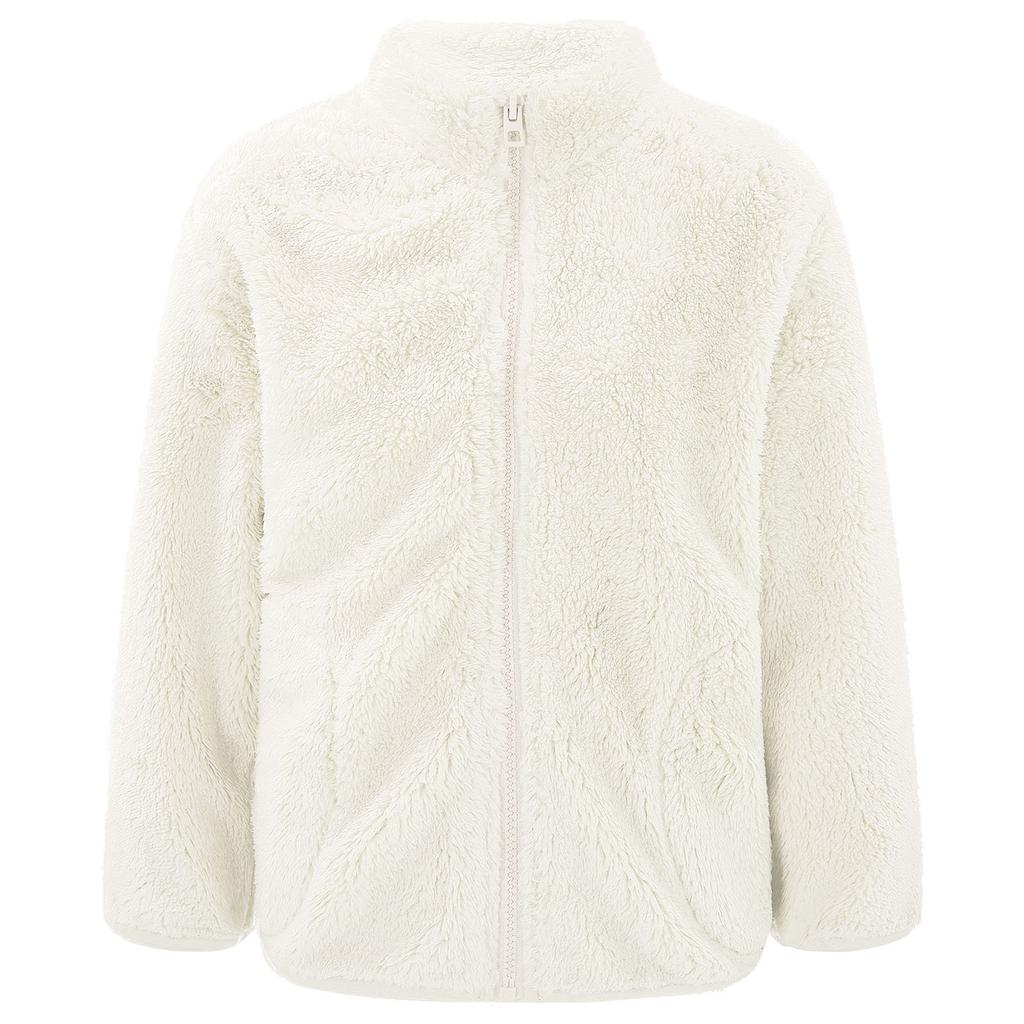 Унисекс Детская Повседневная Куртка с Длинным Рукавом, Воротником-стойкой, Мягким Плюшем, Застежкой-молнией, Карманами по Бокам, для Улицы