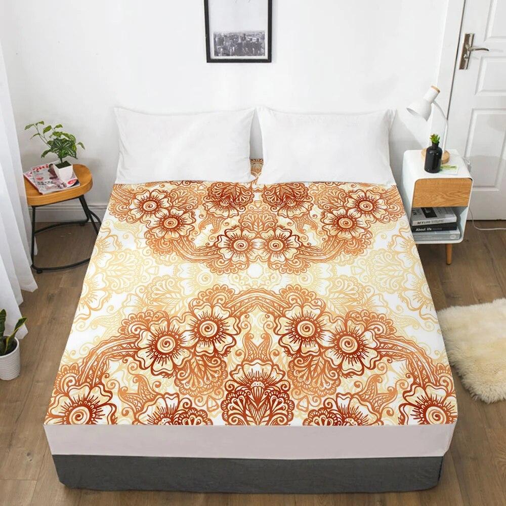 Customize Fitted Sheets Mattress Cover With Elastic Band 3D Bedsheet Linens 90x200 200x220 Bed Sheet Bedding Bohemia