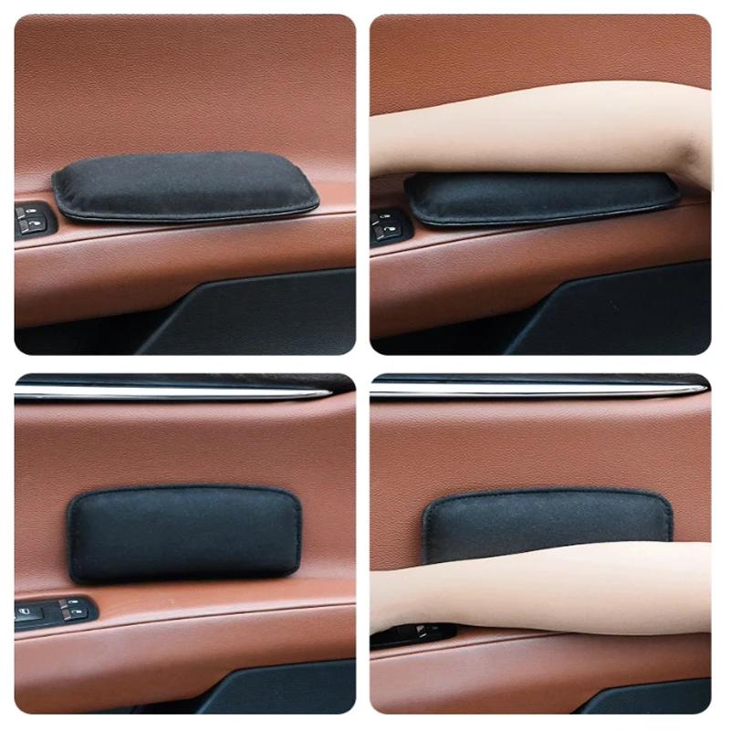 Car Knee Pads Black Suede Leather Inside Knee Cushion Thickened Anti-collision Thigh Support Pad Automobile Interior Accessories
