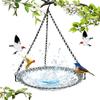 Heavy-Duty Outdoor Bird Bath Water Feeder with Rust-Proof Black Chains Hanging Bird Bath Hummingbird Feeder