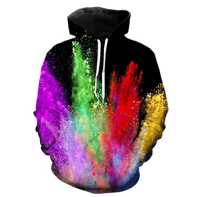 Новые мужские толстовки с капюшоном 3D Printe Powder Splash Tie Dye Pattern женские унисекс парные модные повседневные осенне-зимние толстовки топы