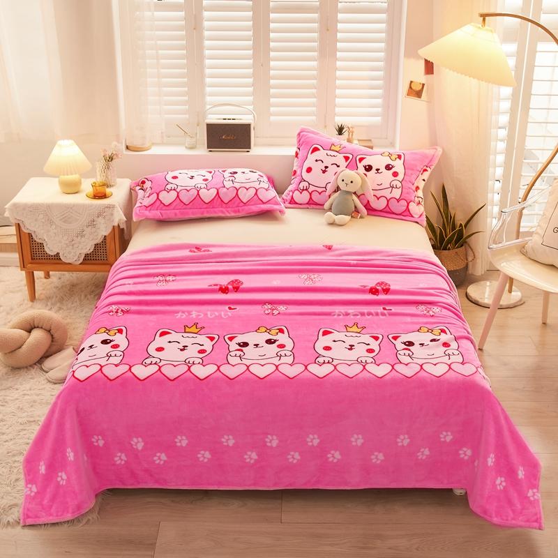 1pc Flannel Fleece Blanket for Beds Flower Printed Coral Fleece Blanket for Winter Warm Thow Blanket Single/Queen/King Plaids