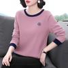 T-Shirt Tops Women Cotton Blouse Oversized Comfortable Stretch Long Sleeve T-Shirt Solid Color Round Neck Loose Tops