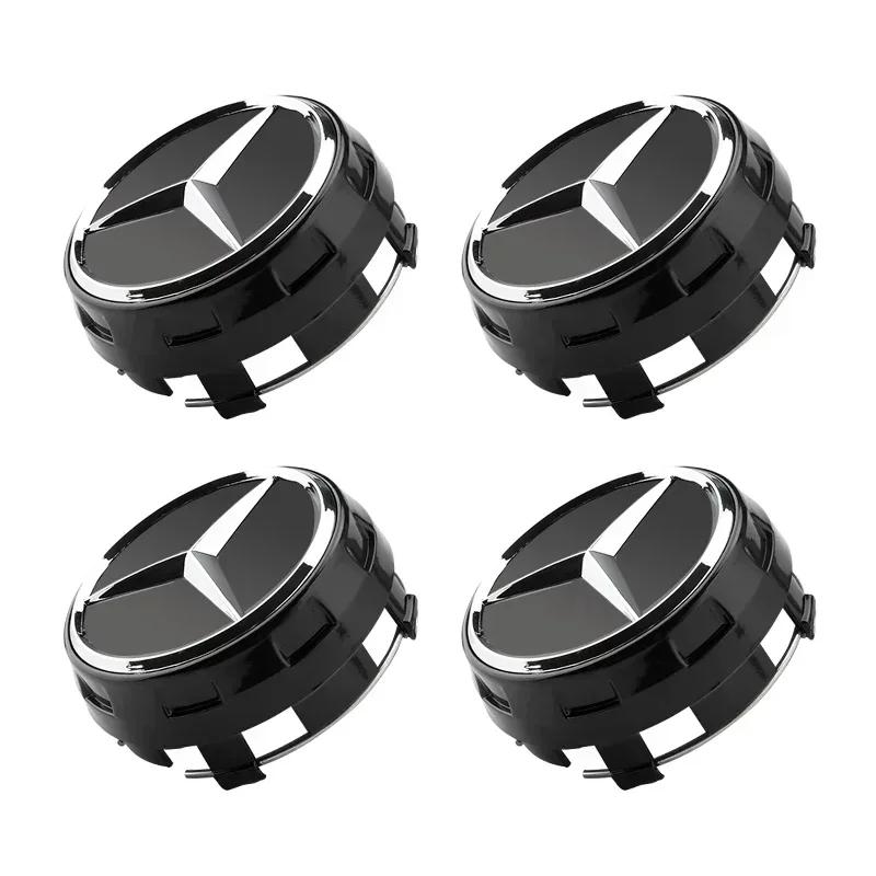 New 4pcs 75mm Black Red Raised Car Styling Wheel Center Cap Hub Covers Badge Car Accessories For Mercedes Benz AMG A0004000900