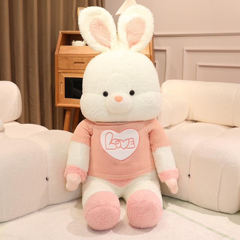 Large Sweater Rabbit Doll Plush Toy Clothing Big Rabbit Doll Girls Soothing Ragdoll Birthday Gift