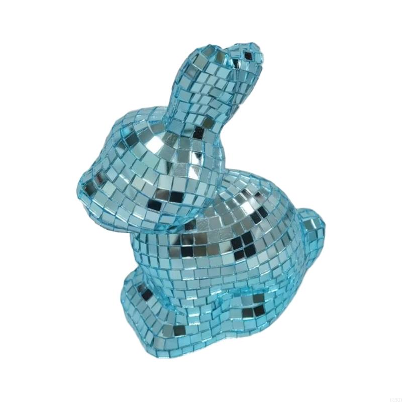 62KD Mirror Finished Disco Rabbit Sculpture Easter Home Decoration Animal Figurine