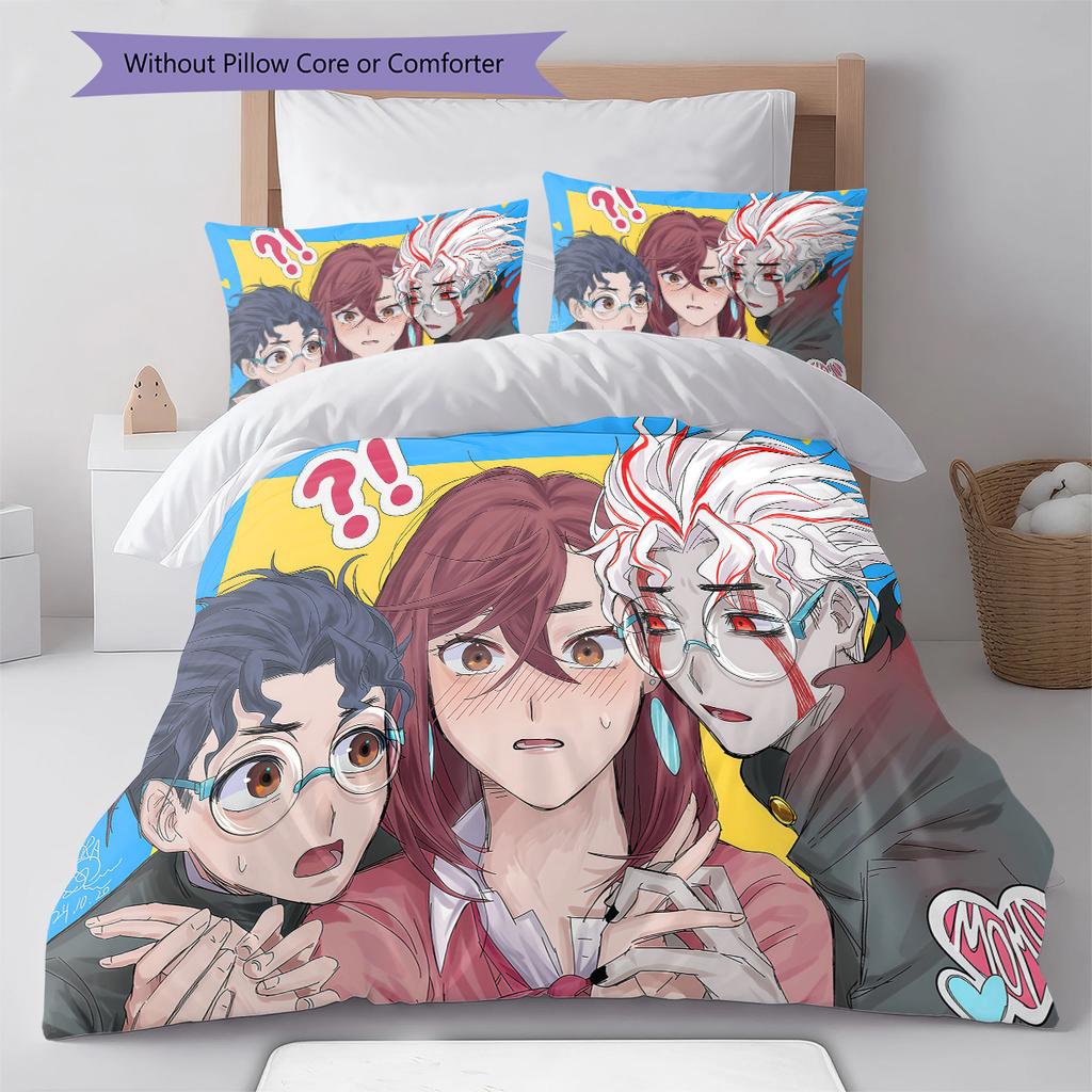 DAN DA DAN Pattern Bedding,Quilt Set Quilt Cover Pillowcase Home Birthday Gift (1 * duvet cover + 2 * pillowcase, without core)