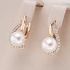 Luxury Rose Gold Color Geometric Imitation Pearl Earrings for Women Unique Design Elegant Delicate Bridal Wedding Jewelry