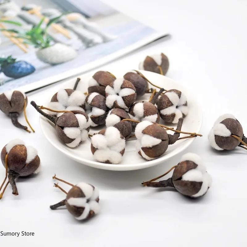 12 Artificial Kapok Natural Dried Flowers Simulation Cotton Wedding Room Easter Decoration Supplies DIY Wreath Bouquet Gift Box