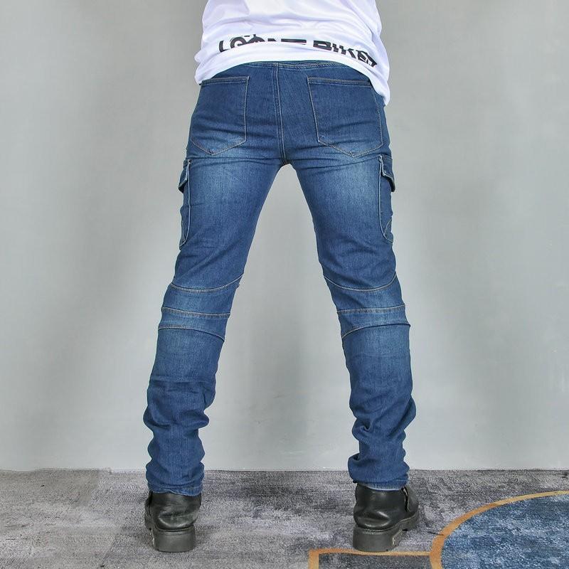 Mens Motorcycle Riding Jeans With 4 Zippers Kevlar Reinforced Abrasion Resistant Biker Pants