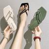 Flip Flops Women's Summer Fashion Square Toe Flat-bottomed Beach Comfortable Sandals Trendy Women's Designer Shoes 2024
