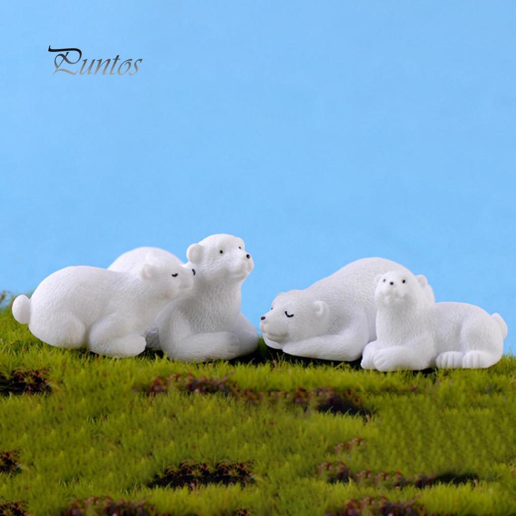 2шт милый белый медведь миниатюрный пейзаж бонсай орнамент настольное украшение подарок