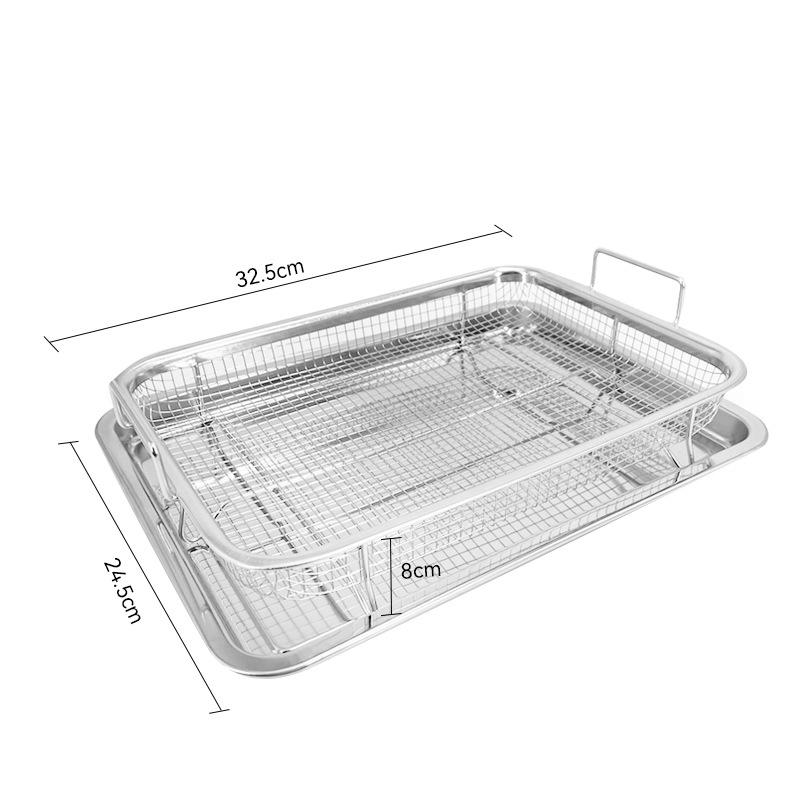 Baking Tray Oil Frying Baking Pan Stainless Steel Non-Stick Chips Basket Baking Dish Grill Mesh Square Frying Colander