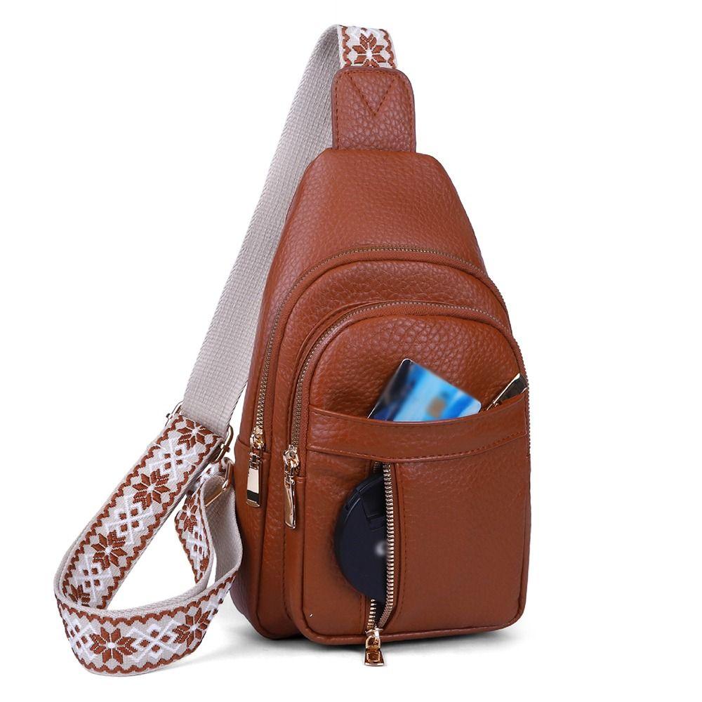 Solid Color Crossbody Backpack Vintage Outdoor Shoulder Bag Bohemian Chest Bag Camping