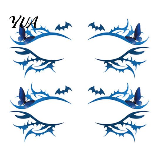 Removable Face Tattoo Stickers 2 Pairs Halloween Eye Stickers, Waterproof Temporary Decals with Pumpkin Bat Spider Web, Easy Apply Remove, Party