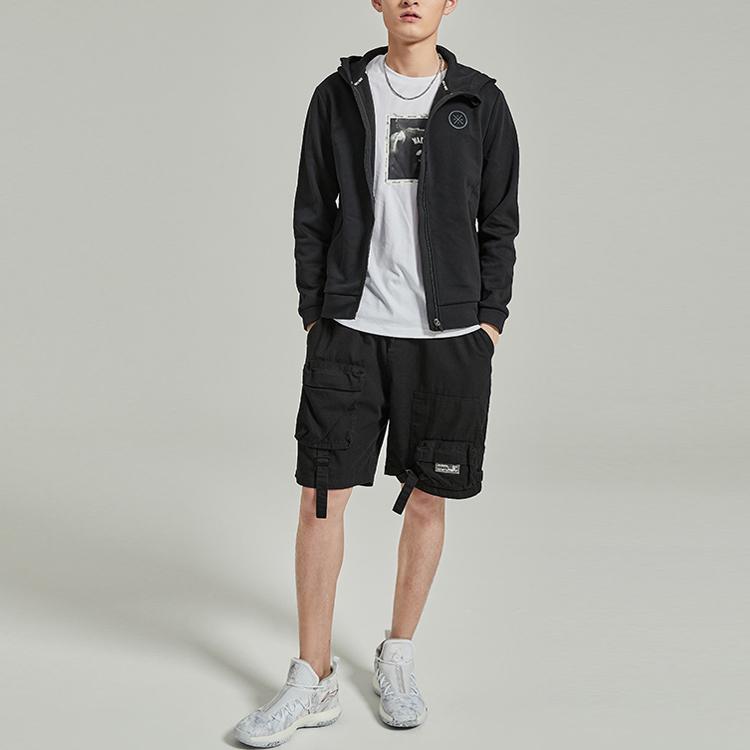 Li-Ning Wade Series Fleece Hooded Cardigan Jacket Men Jacket Standard-Black AWDP585-1