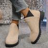 Fashion Women's Casual Fashion Round Toe Chunky Heel Suede Ankle Boots With V-cut, 7cm Heels For Work And Anti-slip Outfits 2025