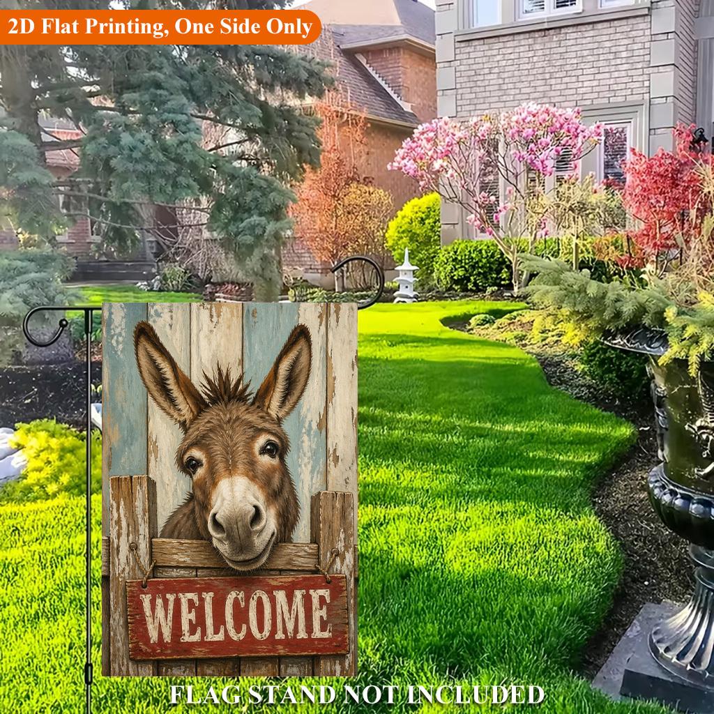 Funny Donkey Garden Flag, Polyester Fabric Single Sided, for Halloween Party Indoor Outdoor Decor
