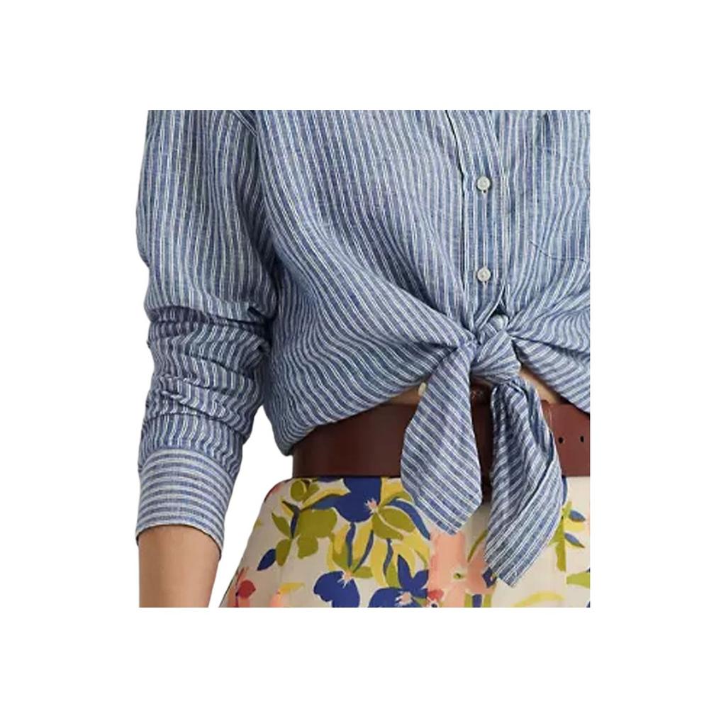 Polo Ralph Lauren Loose Fit Striped Long Sleeve Shirt Women Shirts Blue White 200932628-001