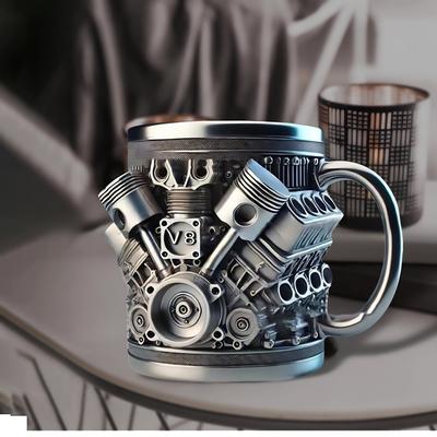 Креативная смоляная кружка Двигатель V8 Чашка V6 Смоляные поделки Домашний настольный Нишевые Механический стиль двигателя Украшения Веселая Декорация Подарки Новые