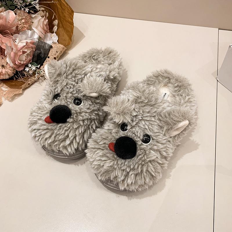 Женские милые мультяшные плюшевые тапочки - Теплые и теплые хлопковые зимние домашние тапочки на толстой подошве для девочек, сладкие плюшевые повседневные комнатные туфли