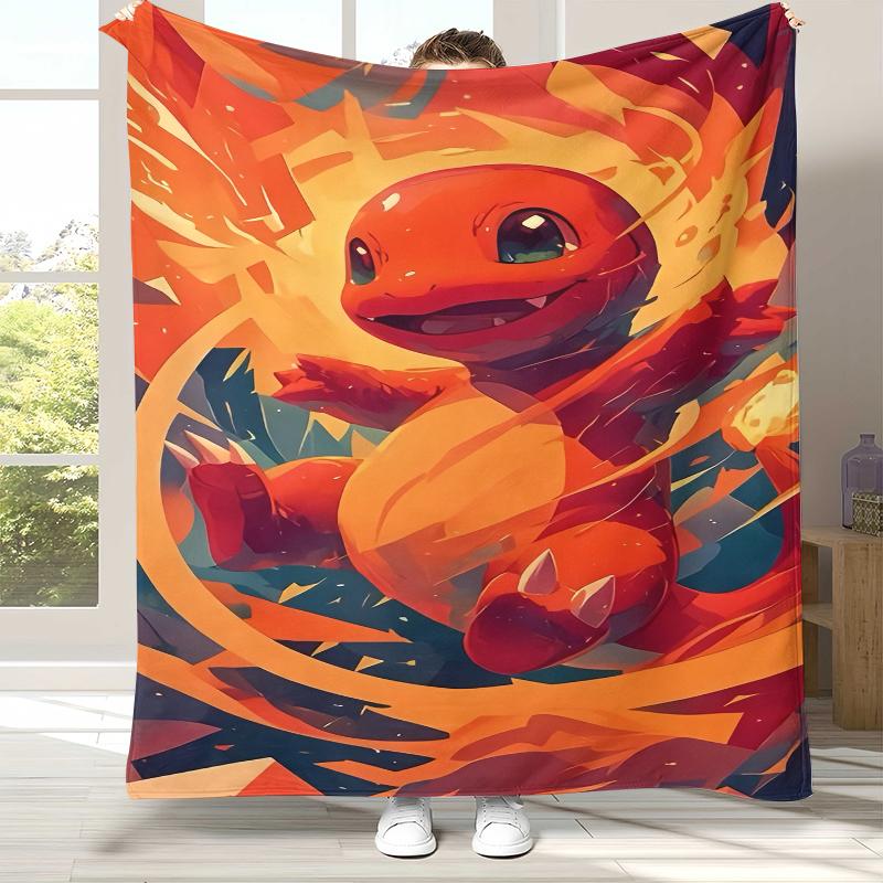 Charizard Charmander Pokemon Flannel Blanket,Ultra Soft Warm Plush Throw for Home Bedroom Bed Sofa Cover Office Camping Picnic