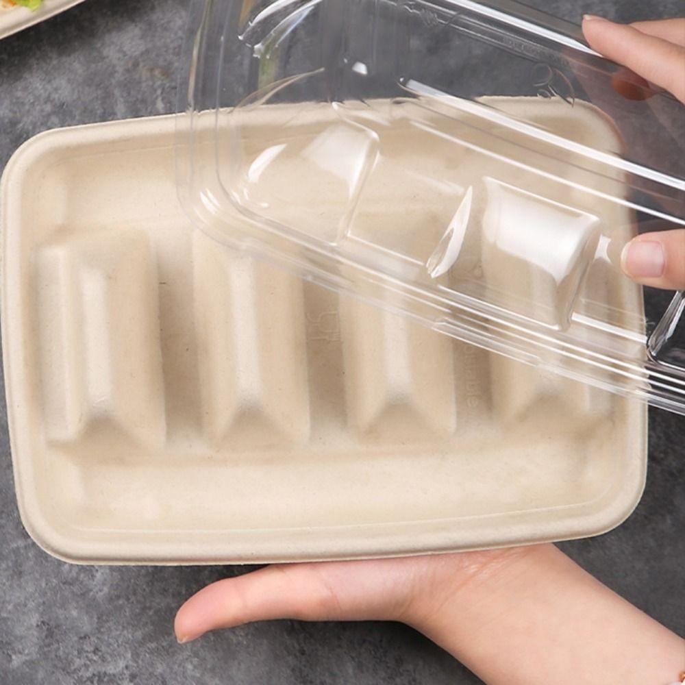 50Pcs Biodegradable Taco Holder 3 Compartments Taco Serving Tray Disposable Taco Plates Restaurant