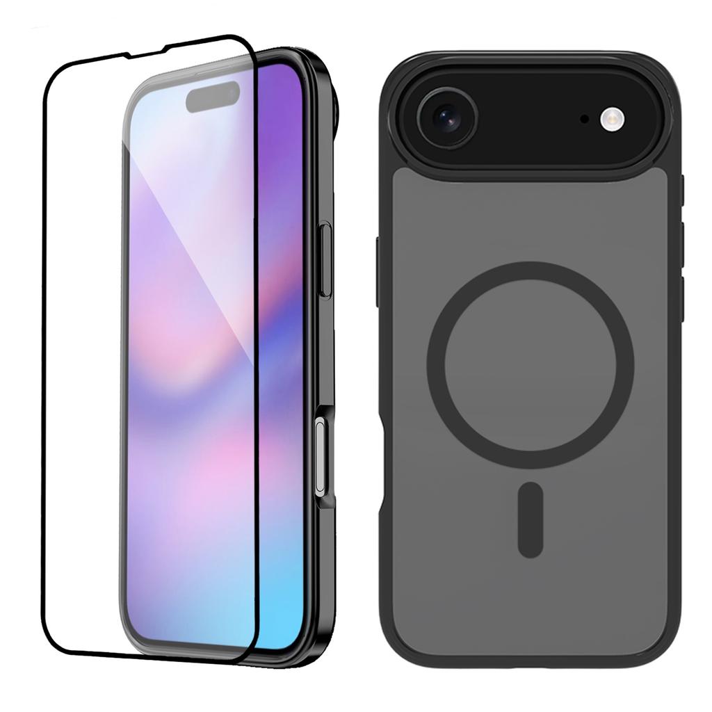 Для iPhone Air Чехол Совместим с MagSafe PC+TPU Прозрачный Чехол для Телефона с Защитным Стеклом