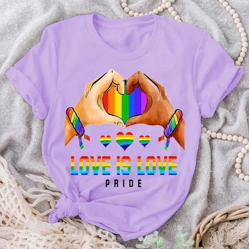 Женская мода Love Is Love Pride Print Футболка Летняя повседневная рубашка с коротким рукавом Топы больших размеров