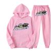 Men Women Streetwear Hooded Tracksuit Set Red Black Tiger Print Sweatshirt Pants Casual Outfit