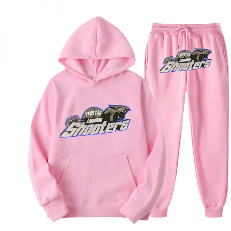 Men Women Streetwear Hooded Tracksuit Set Red Black Tiger Print Sweatshirt Pants Casual Outfit