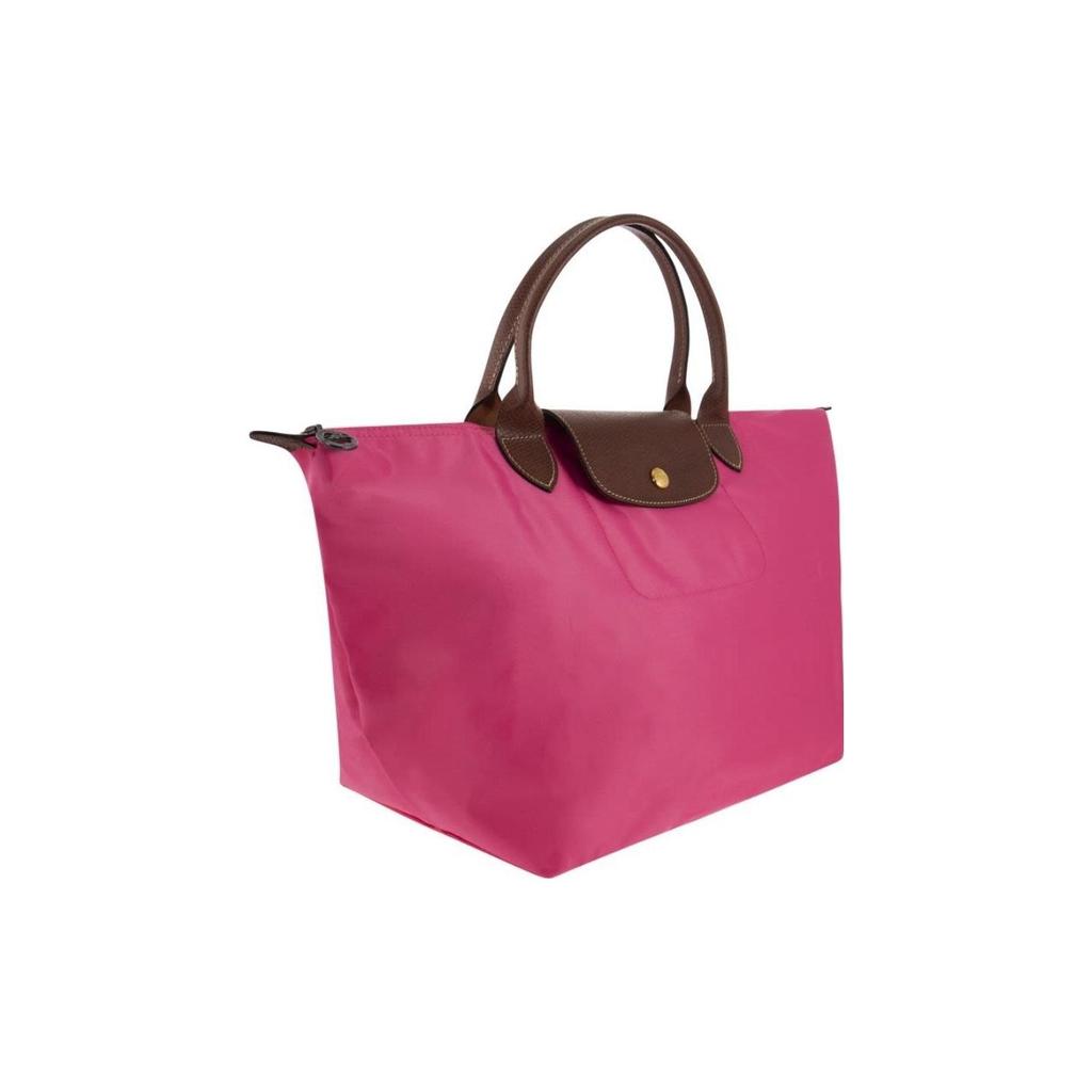 New LONGCHAMP Le Pliage Cow Leather Dumpling Bag Handbag Medium Size Women's Pink 1623089P73