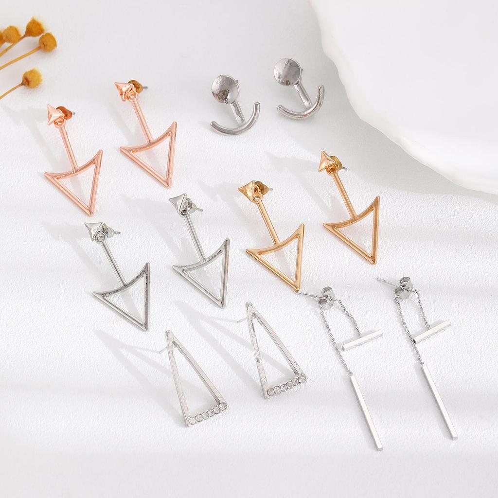 Винтажные геометрические треугольные серьги: Модные аксессуары из ретро-сплава для женщин