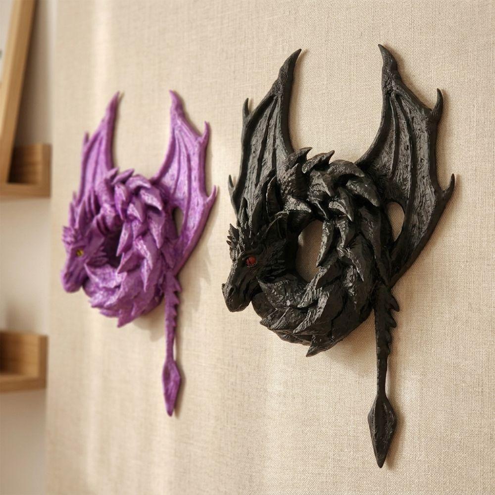 Gothic Fantasy Dragon Wreath Ornament Dark Style Dark Flying Dragon Sculpture  Bedroom