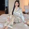 Fengbing Silk Women'S Pajamas Long Sleeve Spring And Autumn Bow Homewear Set