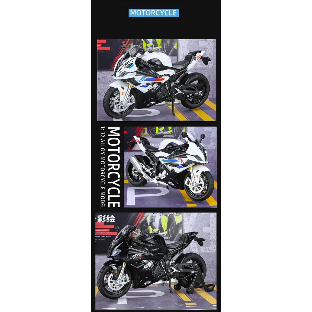 1/12 Модель гоночного мотоцикла BWM S1000RR Версия M Литая металлическая модель кроссового мотоцикла Звук Свет Детская игрушка Подарок