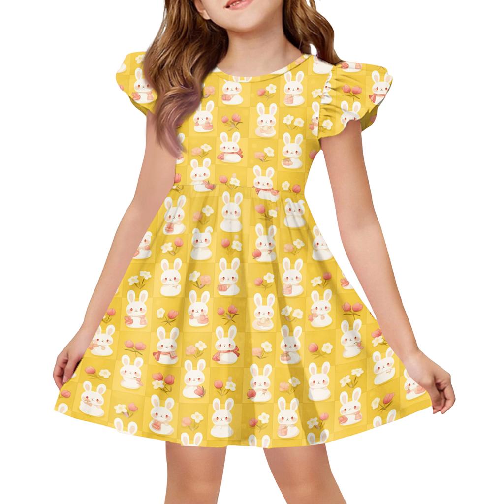Girls' Summer Princess Dress - A-Line T-Shirt Dress Easter Day