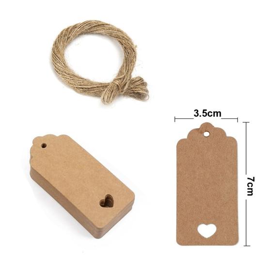 100Pcs Gift Tag with 20m Jute Twine Round/Heart/Rectangle Shaped Blank Design DIY Thick Wedding Thanksgiving Christmas Craft Tag Party Favors