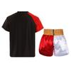 Boys Boxer Training Set Color Block Patchwork T Shirt Round Neck Short Sleeve Athletic Top Boxing Shorts