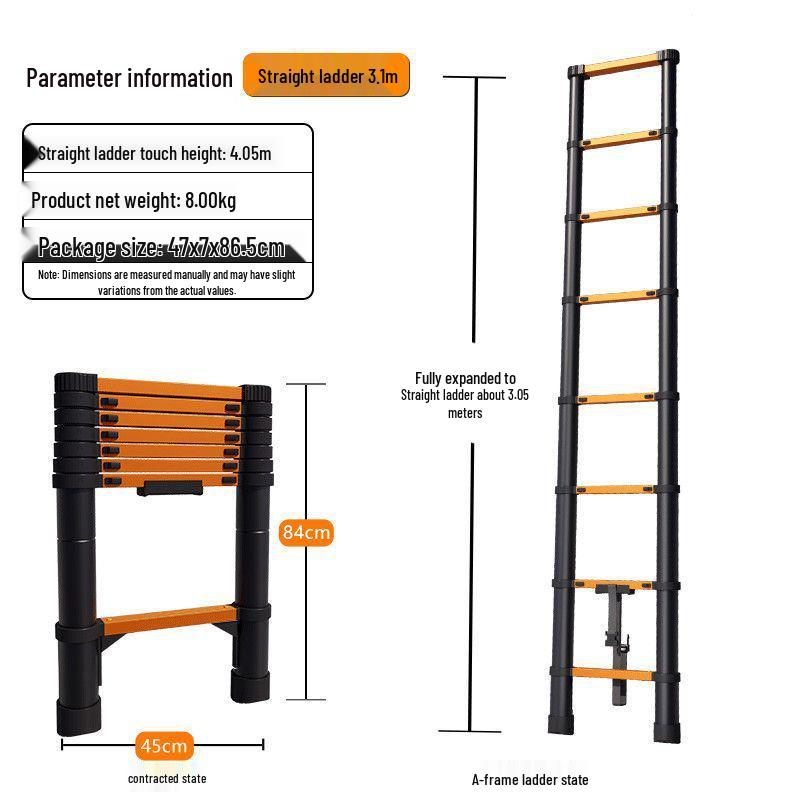 Телескопическая складная стремянка из нержавеющей стали и алюминиевого сплава