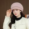 Новая осенне-зимняя вязаная шапка с кроличьим мехом и козырьком для женщин среднего и пожилого возраста, теплая шапка из шерсти с защитой ушей и плюшевой подкладкой для мамы