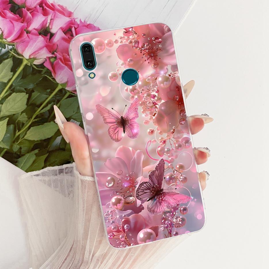For Huawei Y9 2019 Case JKM-LX1 JKM-LX2 New Flowers Butterfly Painted Cover Soft Silicone Case For Huawei Y9s Y 9 s Y9 2019 Bags