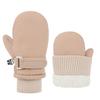 1 Pair Kids Gloves Waterproof Winter Ski Gloves Soft Fleece Lining Windproof Adjustable Strap Solid Color Threaded Gloves
